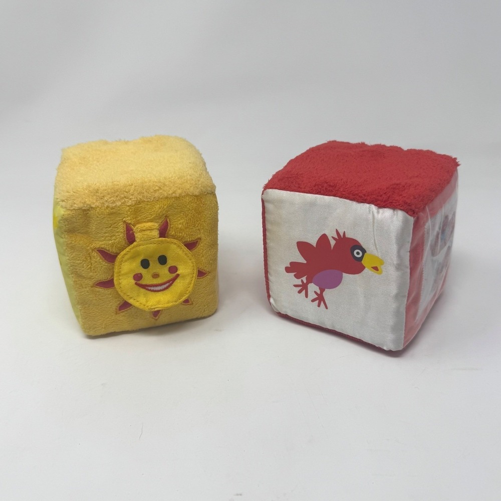 Sensory Soft Plush Learning Blocks Red Yellow Fabric Baby Toy Set Kids